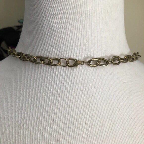 Colorful Long Beaded Necklace on a Gold Tone Chain - Picture 5 of 7